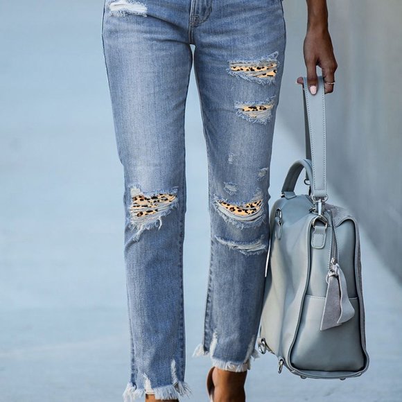 Denim - 💜 New Print Patch Distressed Jeans
